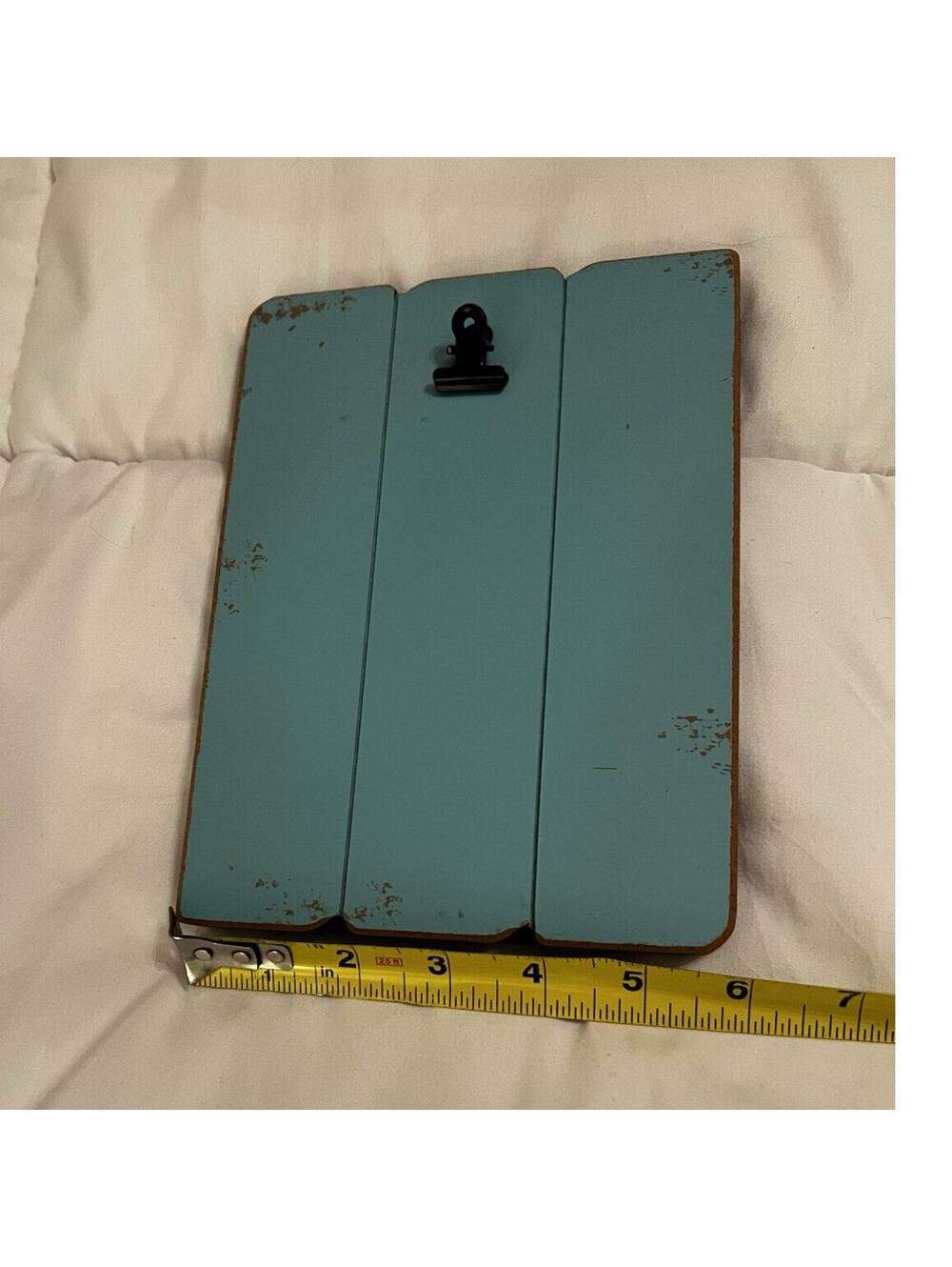 Teal Blue Wooden Shiplap Clip Message Board Standing Rectangle 8” length